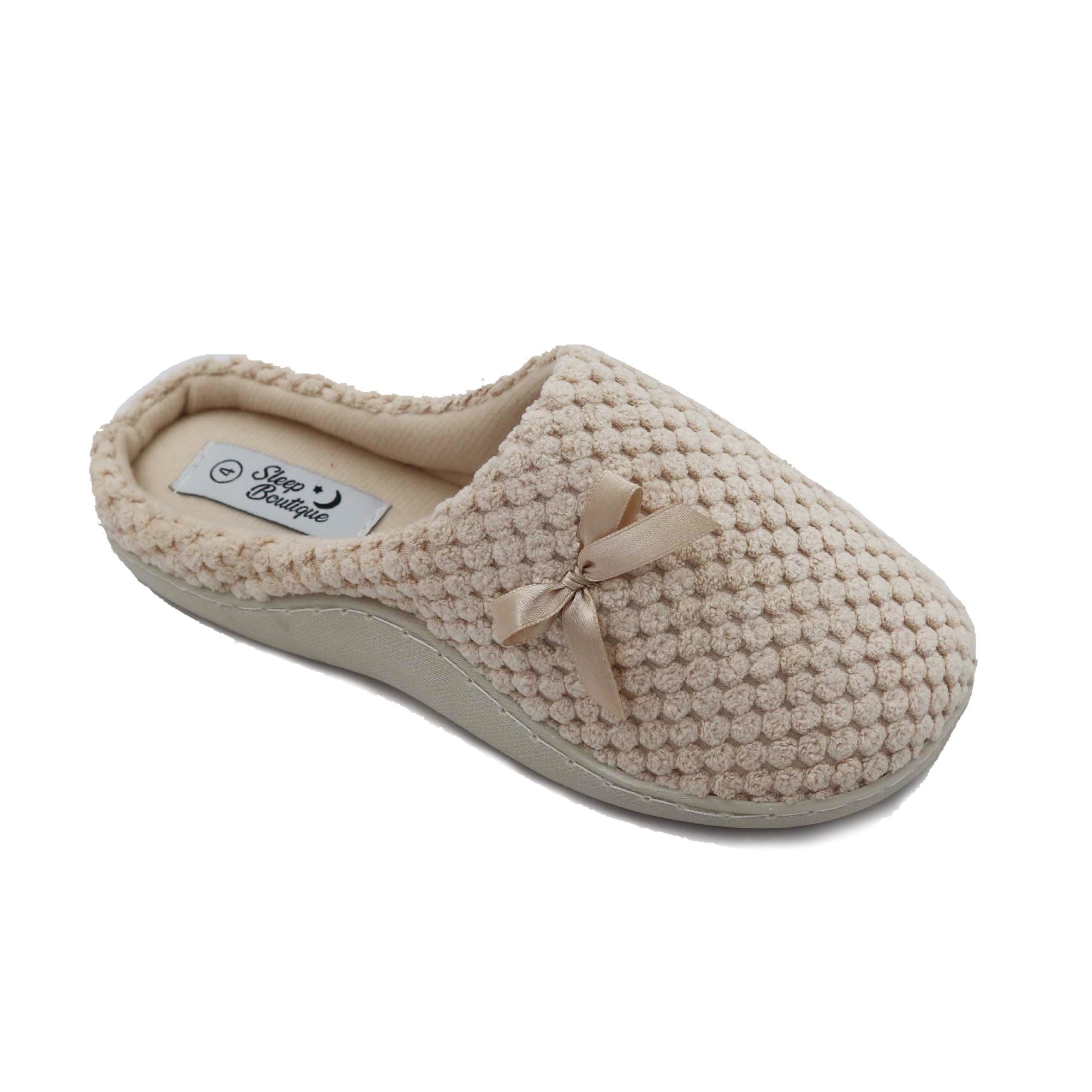 Sleep Boutique Womens Sally Waffle Mule Slippers - Sand - 4  | TJ Hughes Natural