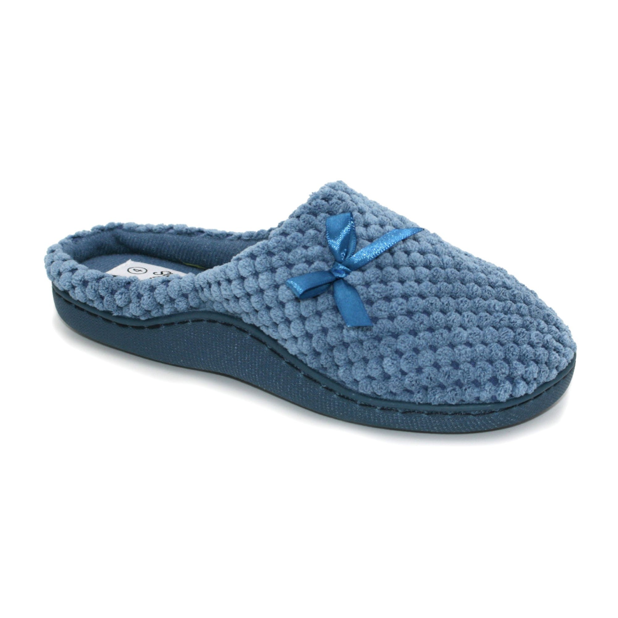 Sleep Boutique Womens Sally Waffle Mule Slippers - Blue - 5  | TJ Hughes