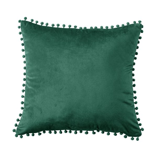 Pom Pom Cushion 45 x 45cm - Emerald - TJ Hughes