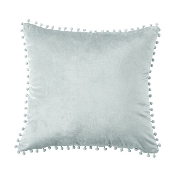 Pom Pom Cushion 45 x 45cm - Duck Egg - TJ Hughes