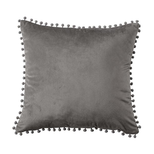 Pom Pom Cushion 45 x 45cm - Silver - TJ Hughes