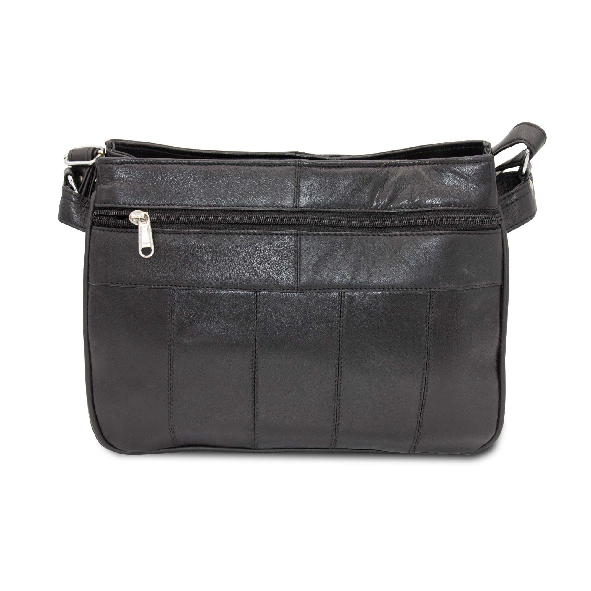 Diva Creations Leather Shoulder Bag Multi Pocket  | TJ Hughes Black