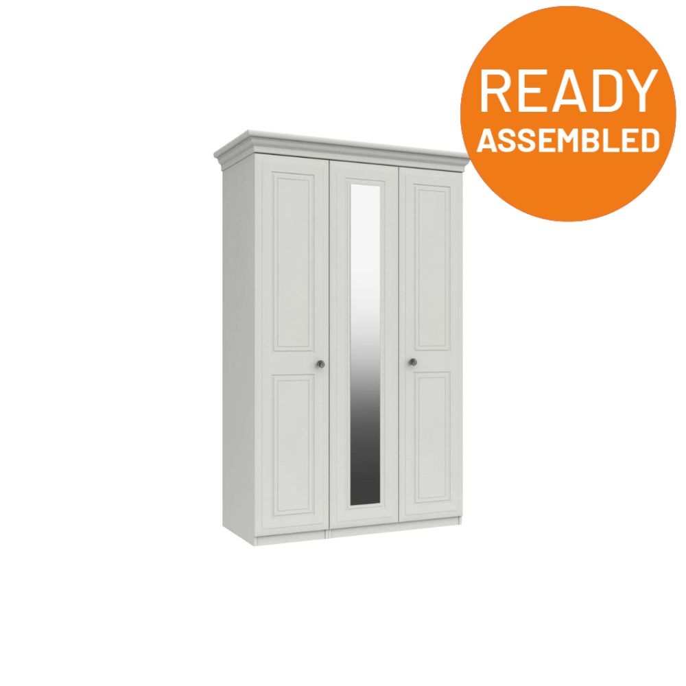 Bailey Ready Assembled Wardrobe with 3 Doors & Mirror - White - Lewis’s Home  | TJ Hughes