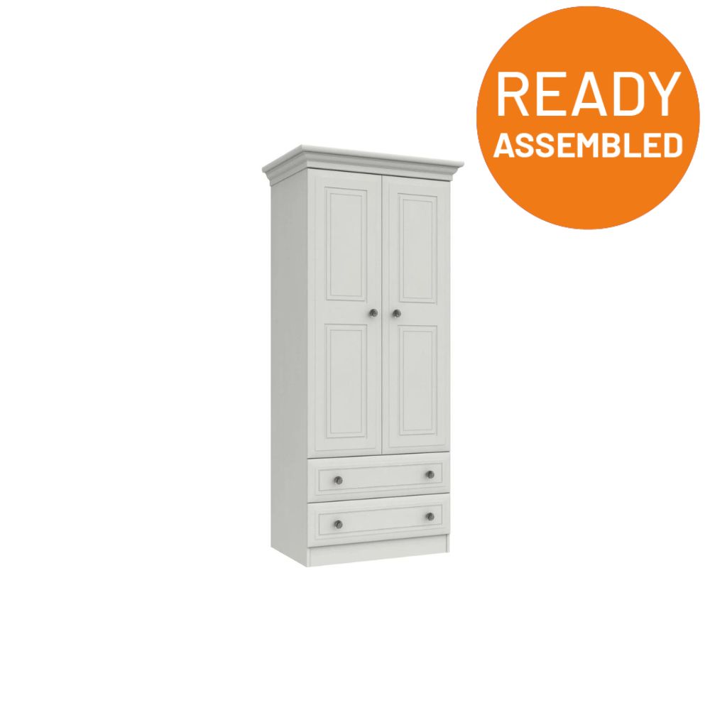 Bailey Ready Assembled Wardrobe with 2 Doors Combi Robe - White - Onecall  | TJ Hughes