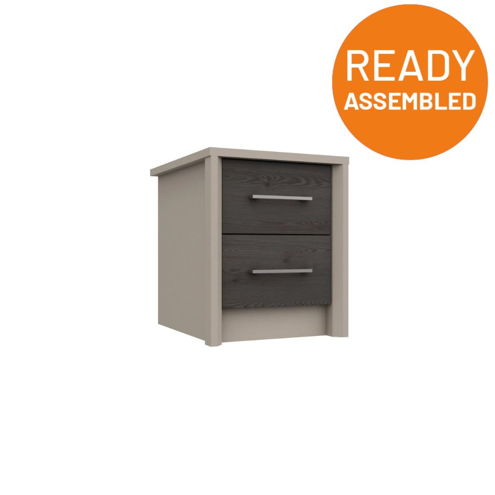 Miley Ready Assembled Bedside Table with 2 Drawers - Anthracite Larch - Lewis’s Home  | TJ Hughes