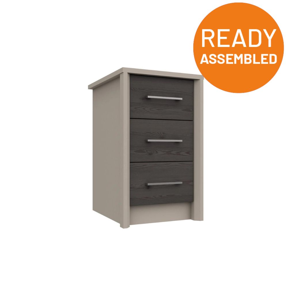 Miley Ready Assembled Bedside Table with 3 Drawers - Anthracite Larch - Lewis’s Home  | TJ Hughes