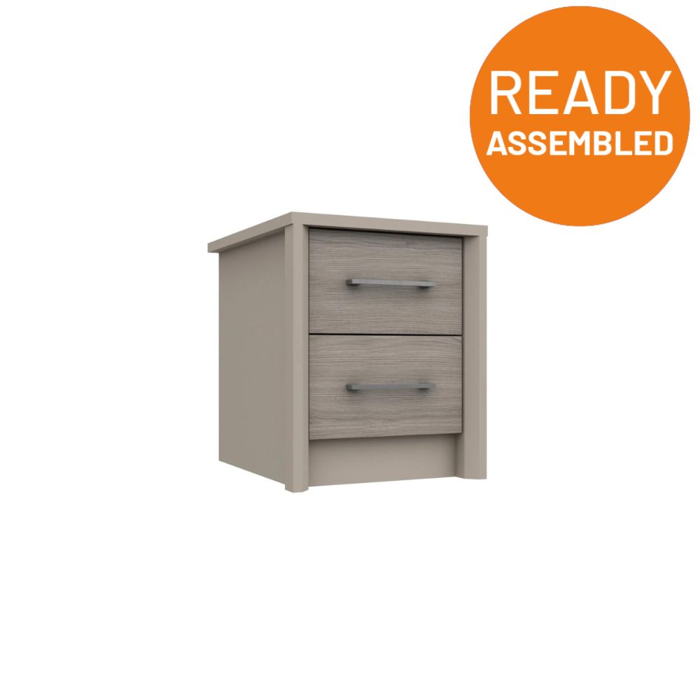 Miley Ready Assembled Bedside Table with 2 Drawers - Grey Oak - Lewis’s Home  | TJ Hughes