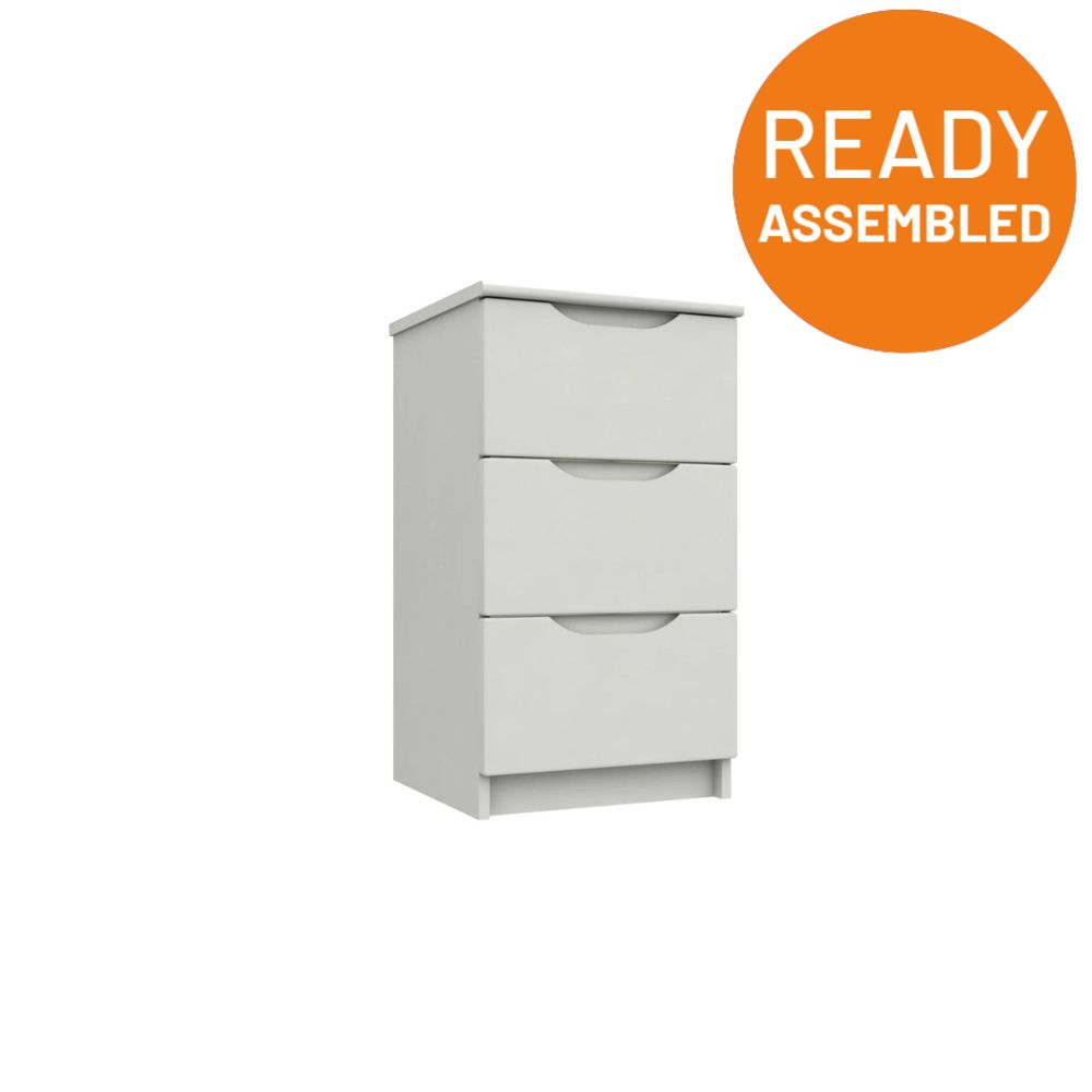 Balagio Ready Assembled Bedside Table with 3 Drawers - White Gloss - Lewis’s Home  | TJ Hughes