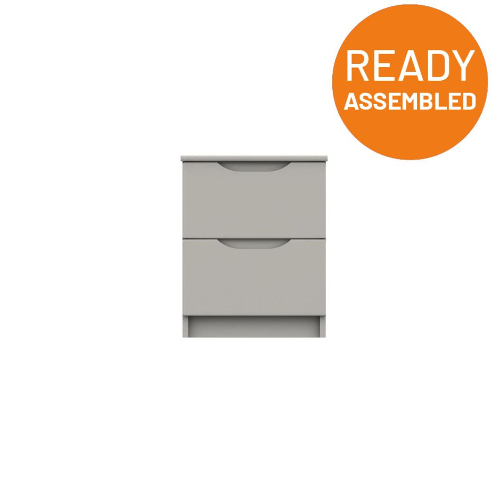 Balagio Ready Assembled Bedside Table with 2 Drawers - Light Grey Gloss - Lewis’s Home  | TJ Hughes