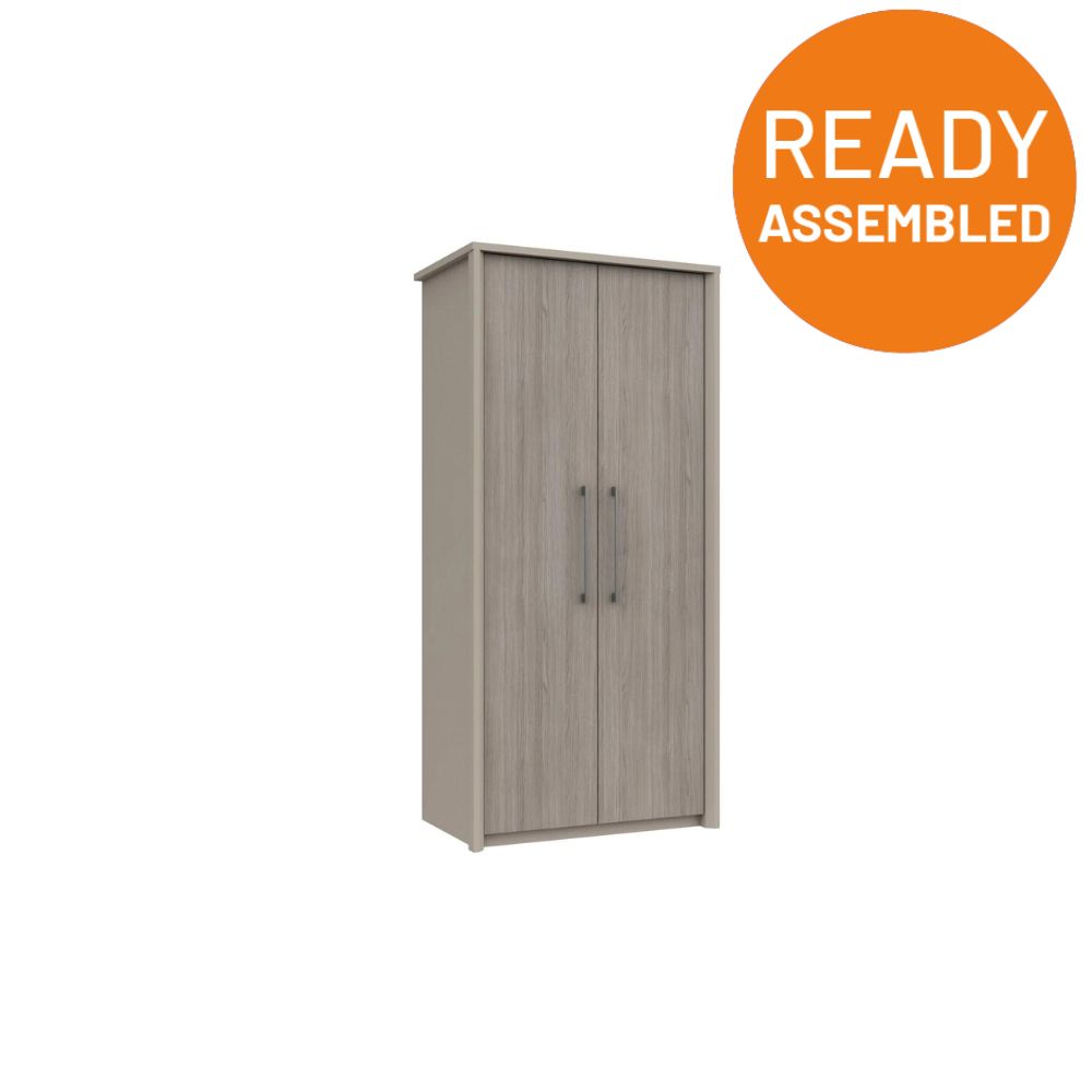Miley Ready Assembled Wardrobe with 2 Doors - Grey Oak - Onecall  | TJ Hughes