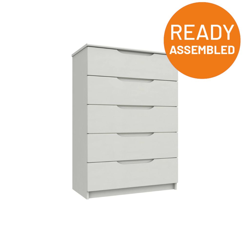 Balagio Ready Assembled Chest of Drawers with 5 Drawers - White Gloss - Onecall  | TJ Hughes