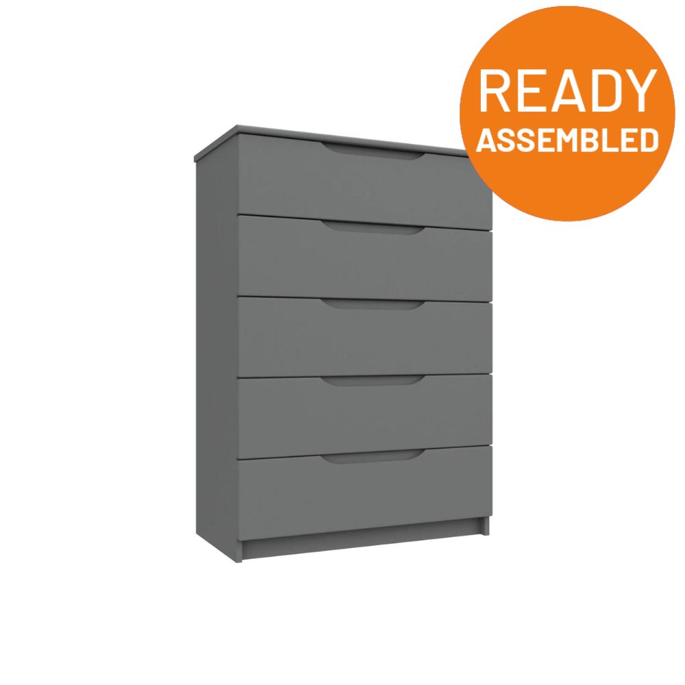 Balagio Ready Assembled Chest of Drawers with 5 Drawers - Dusk Grey Gloss - Lewis’s Home  | TJ Hughes