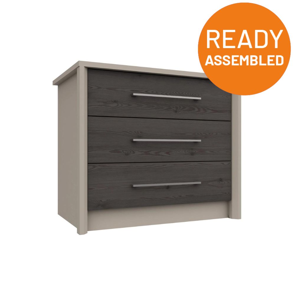 Miley Ready Assembled Chest of Drawers with 3 Drawers - Anthracite Larch - Lewis’s Home  | TJ Hughes