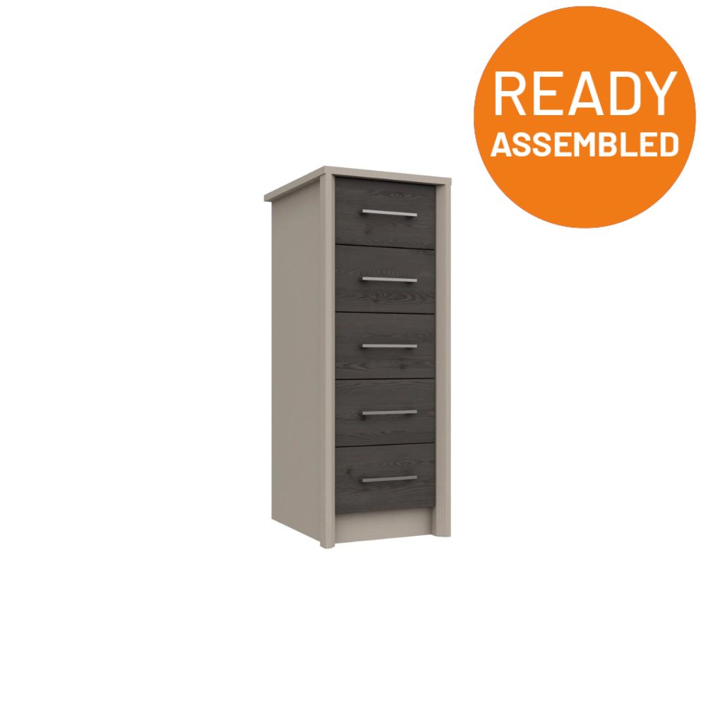 Miley Ready Assembled Chest of Drawers with 5 Drawers Tallboy - Anthracite Larch - Lewis’s Home  | TJ Hughes
