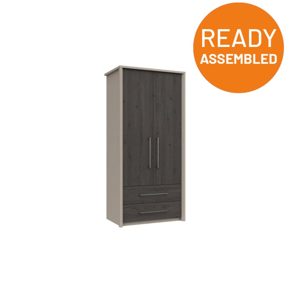 Miley Ready Assembled Wardrobe with 2 Doors - Anthracite Larch - Lewis’s Home  | TJ Hughes