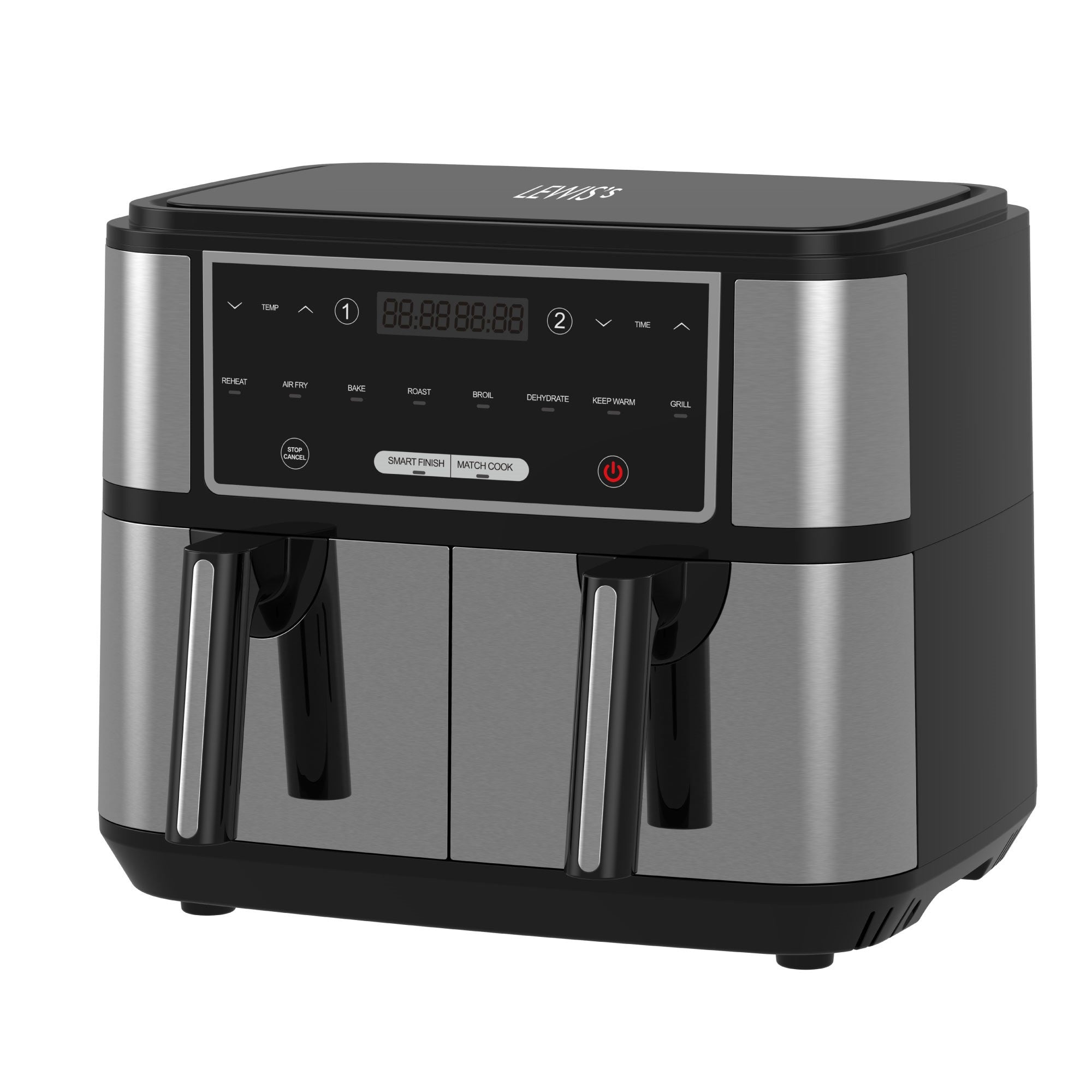 Lewis's Air Fryer with Dual Twin Basket 9L - 2 x 4.5l Drawers