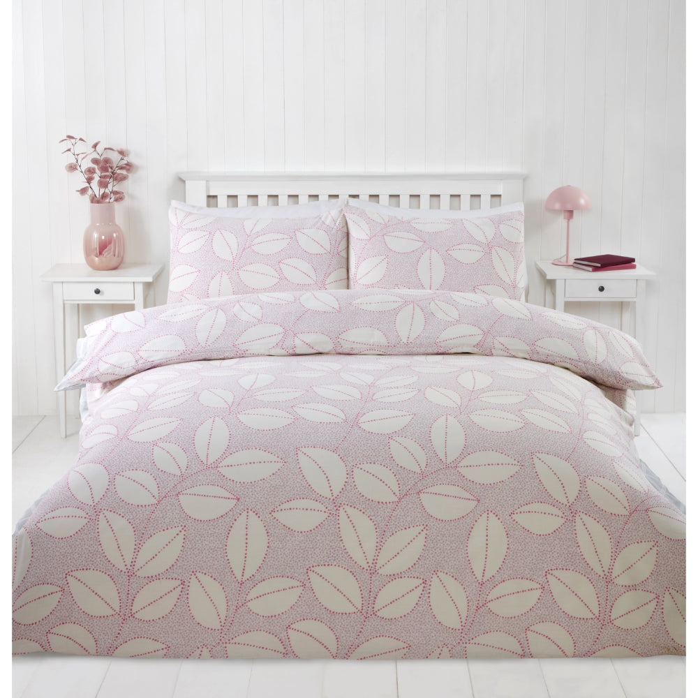 Lewis’s Leaf Duvet Set - Pink - Double  | TJ Hughes