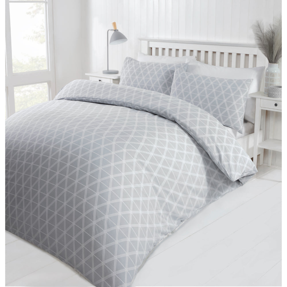 Lewis’s Deco Duvet Set - Grey - Single  | TJ Hughes