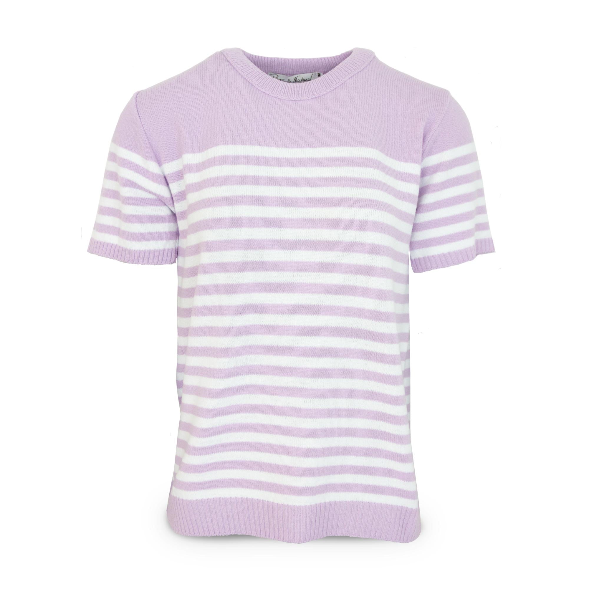 Ladies Stripe Sweater - Lilac - M/L - TJ Hughes Pink