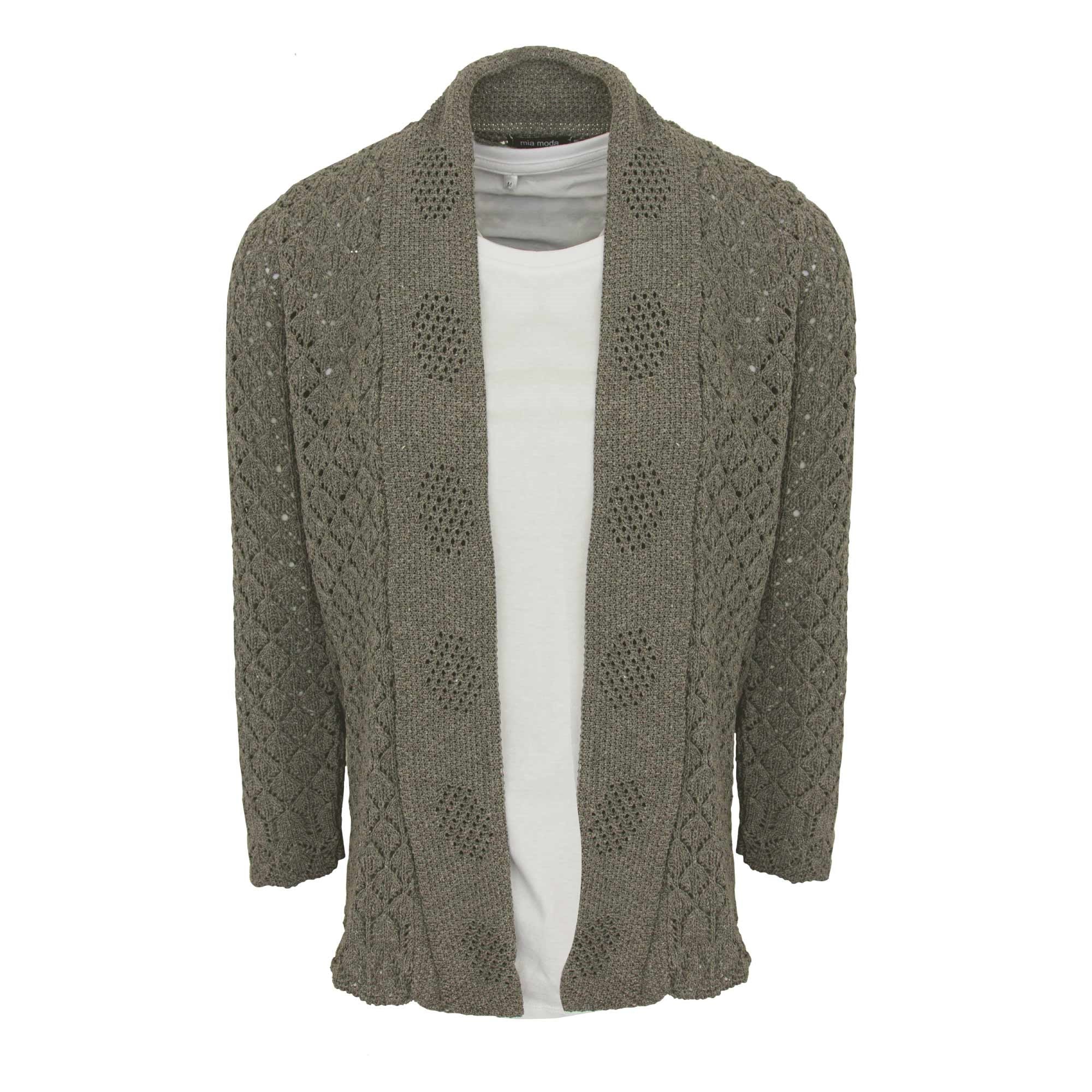 Ladies Pointelle Cardigan - Grey - S/M - TJ Hughes