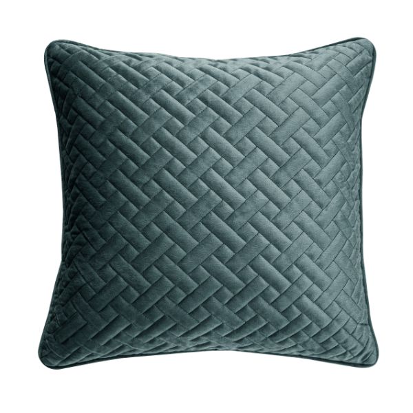 Velvet Quilted Cushion 45 x 45cm - Teal - TJ Hughes