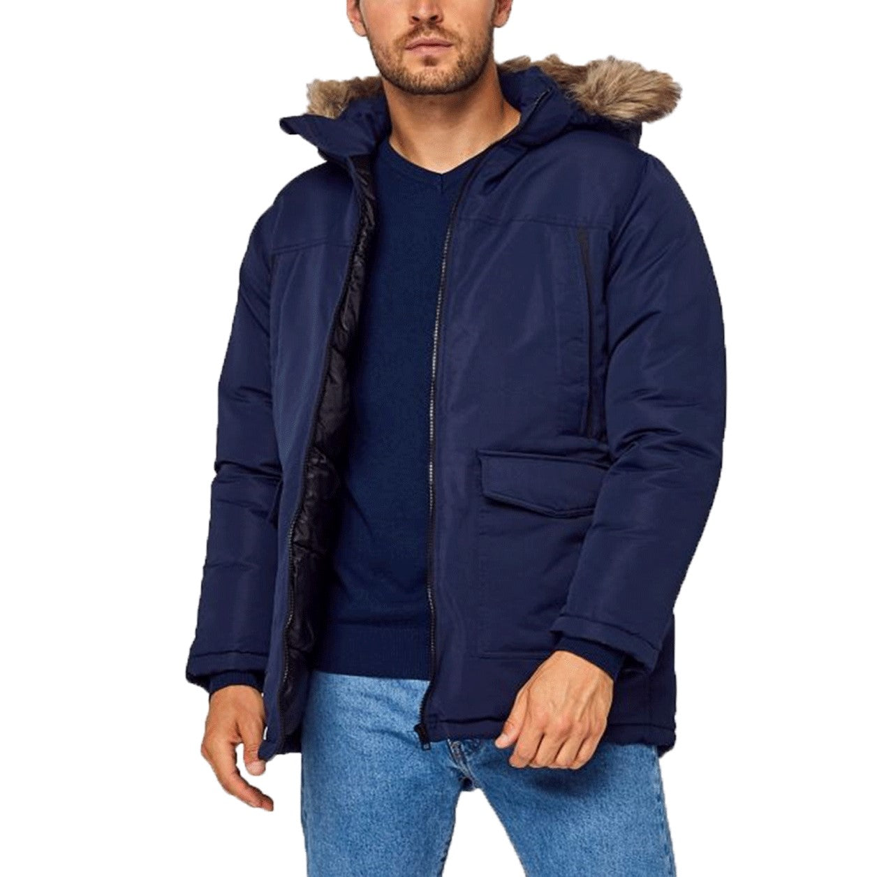 Jack & Jones Craft Parka Coat - Navy - Small