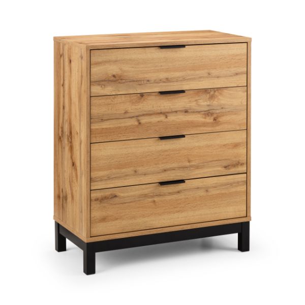 Bali Chest of Drawers 4 Drawer Oak 80cm - Julian Bowen  | TJ Hughes