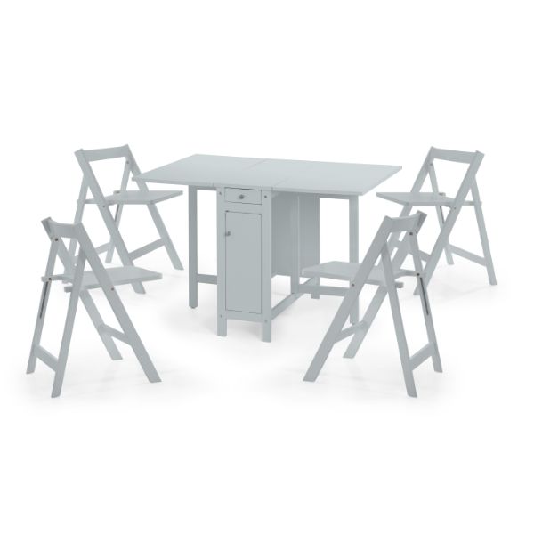 Savoy Dining Table Set with 4 Chairs Light Grey - Julian Bowen  | TJ Hughes