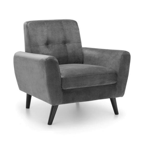 Monza Chair In Dark Grey Velvet - Julian Bowen  | TJ Hughes