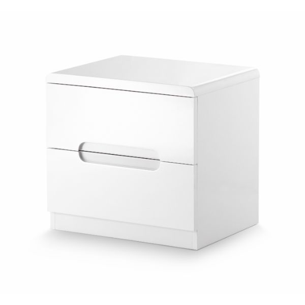 Manhattan Bedside Table with 2 Drawers White - Julian Bowen  | TJ Hughes