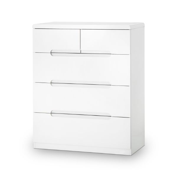 Manhattan Chest of 3+2 Drawers 80cm White - Julian Bowen  | TJ Hughes