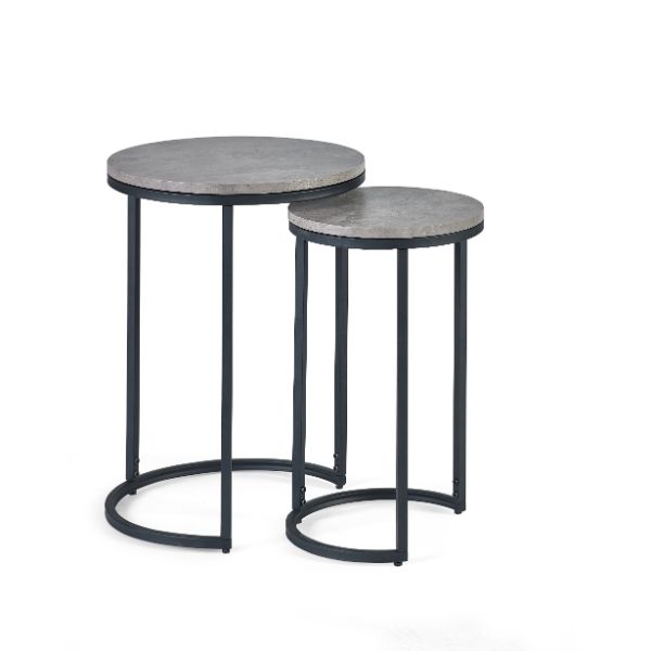 Staten Round Nesting Set of 2 Side Tables Concrete - Julian Bowen  | TJ Hughes