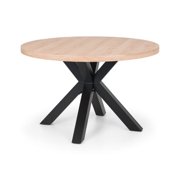 Berwick Dining Round Table 1.2m Oak & Black - Julian Bowen  | TJ Hughes