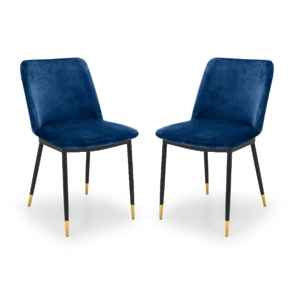 Delaunay Dining Chairs Blue Set Of 2 - Julian Bowen  | TJ Hughes
