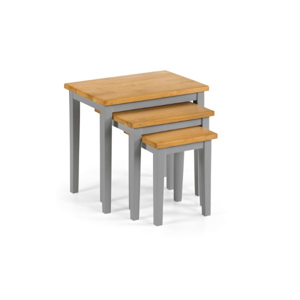 Cleo Nest Of 3 Tables 2 Tone Grey & Oak - Julian Bowen  | TJ Hughes