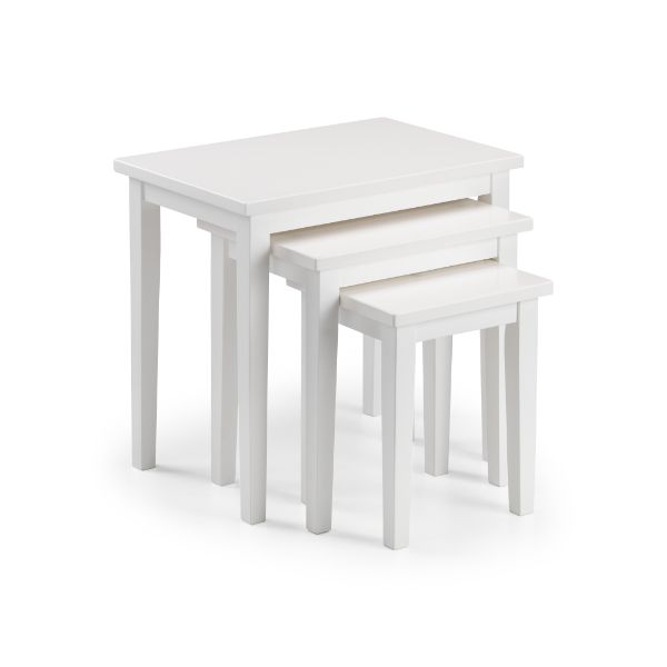 Cleo Nest Of 3 Tables Pure White Finish - Julian Bowen  | TJ Hughes