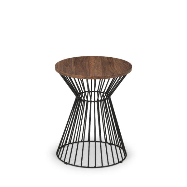 Jersey Round Wire Lamp Table Walnut - Julian Bowen  | TJ Hughes