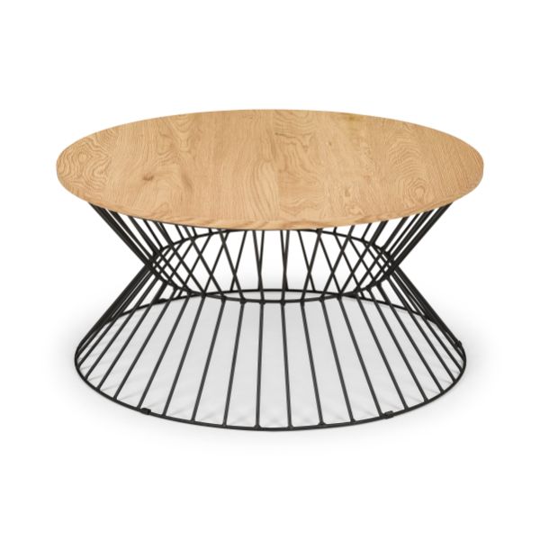 Jersey Round Wire Coffee Table 80cm Euro Oak