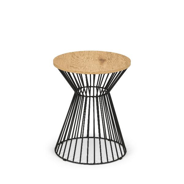 Jersey Round Wire Lamp Table Euro Oak - Julian Bowen  | TJ Hughes