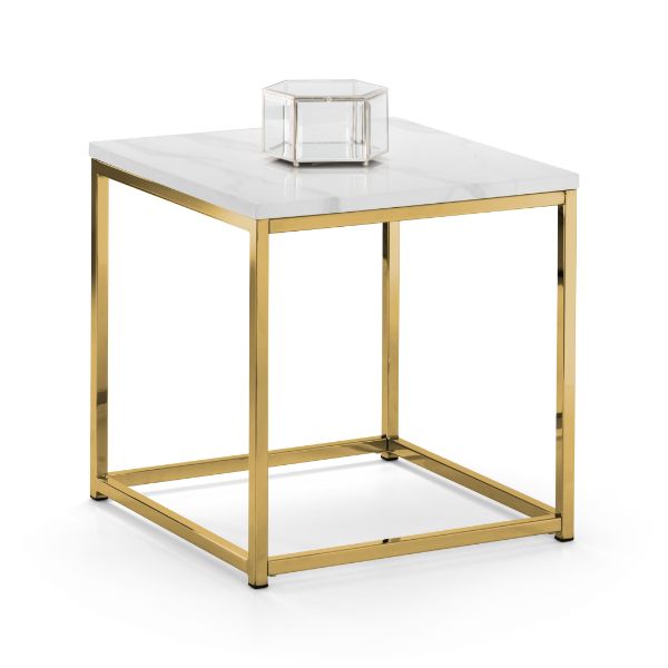 Scala Lamp Table White Marble & Gold - Julian Bowen  | TJ Hughes