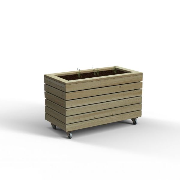 Forest Garden Linear Planter - Double with Wheels 49.6cm(h) x 80cm(w) x 40cm(d)  | TJ Hughes