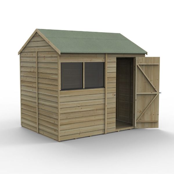 Forest Garden Overlap Pressure Treated 8x6 Reverse Apex Shed  | TJ Hughes