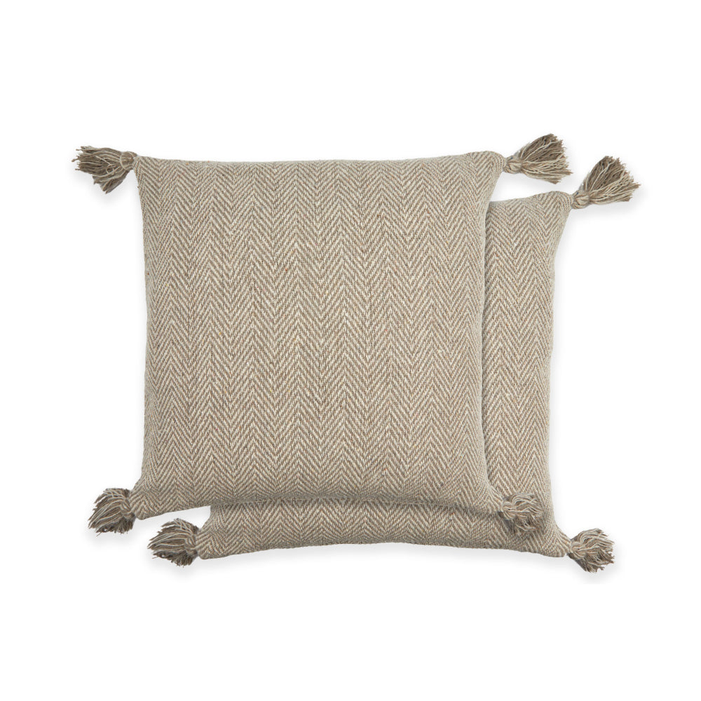 Herringbone Recycled Cotton Cushion 43 x 43cm - Natural - TJ Hughes