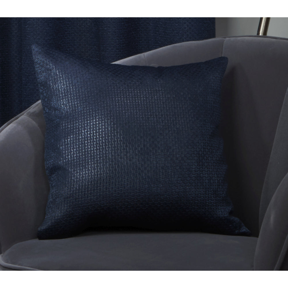 Ambiance Embossed Cushion 43 x 43cm - Navy Blue - TJ Hughes