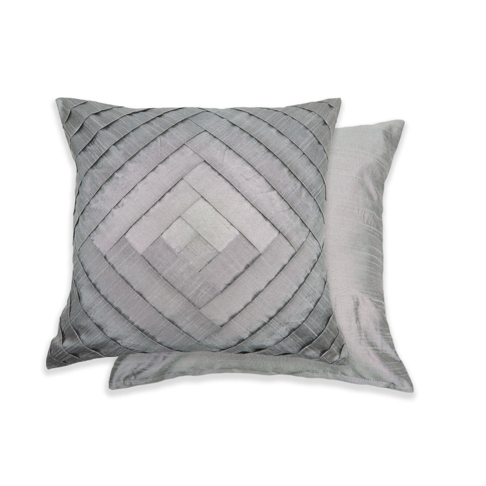 Serenity Pleated Sateen Finish Cushion 43 x 43cm - Grey - TJ Hughes