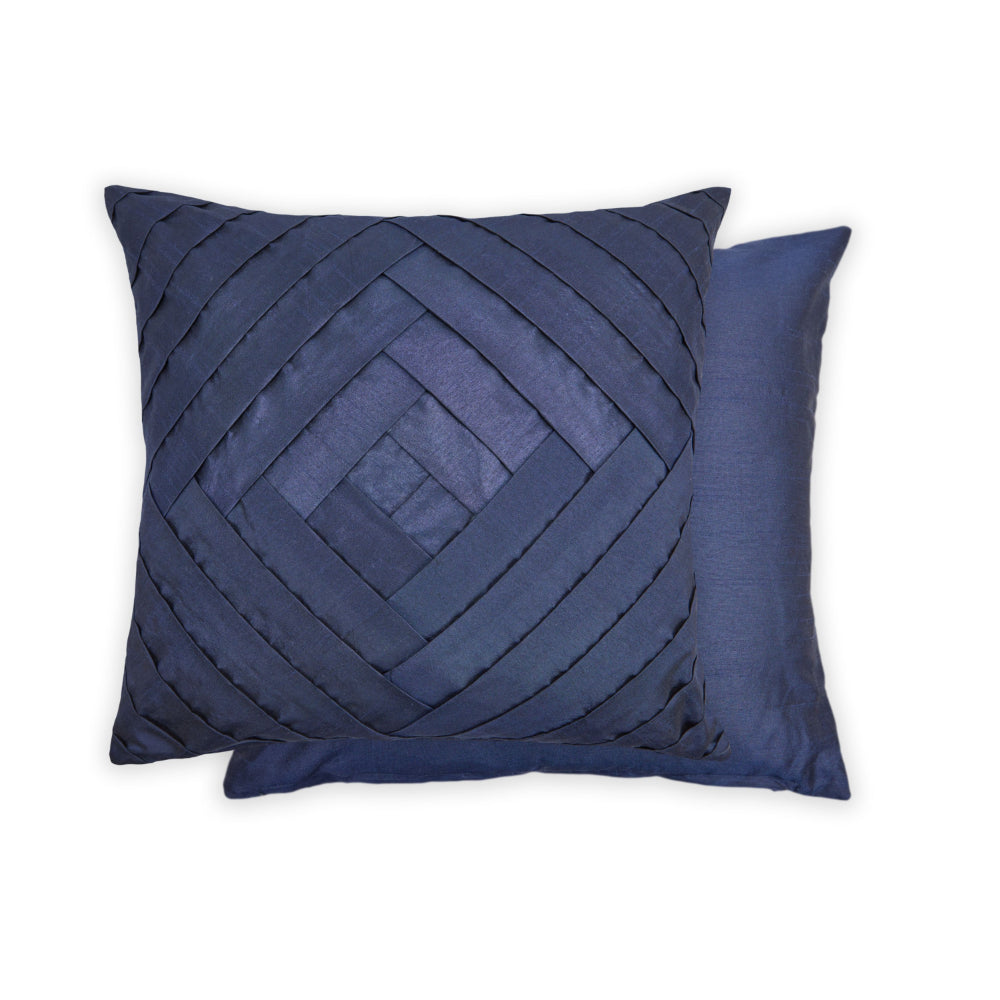 Serenity Pleated Sateen Finish Cushion 43 x 43cm - Navy Blue - TJ Hughes