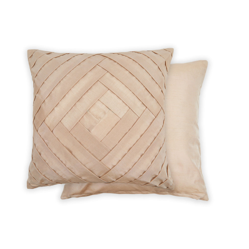 Serenity Pleated Sateen Finish Cushion 43 x 43cm - Taupe - TJ Hughes Brown