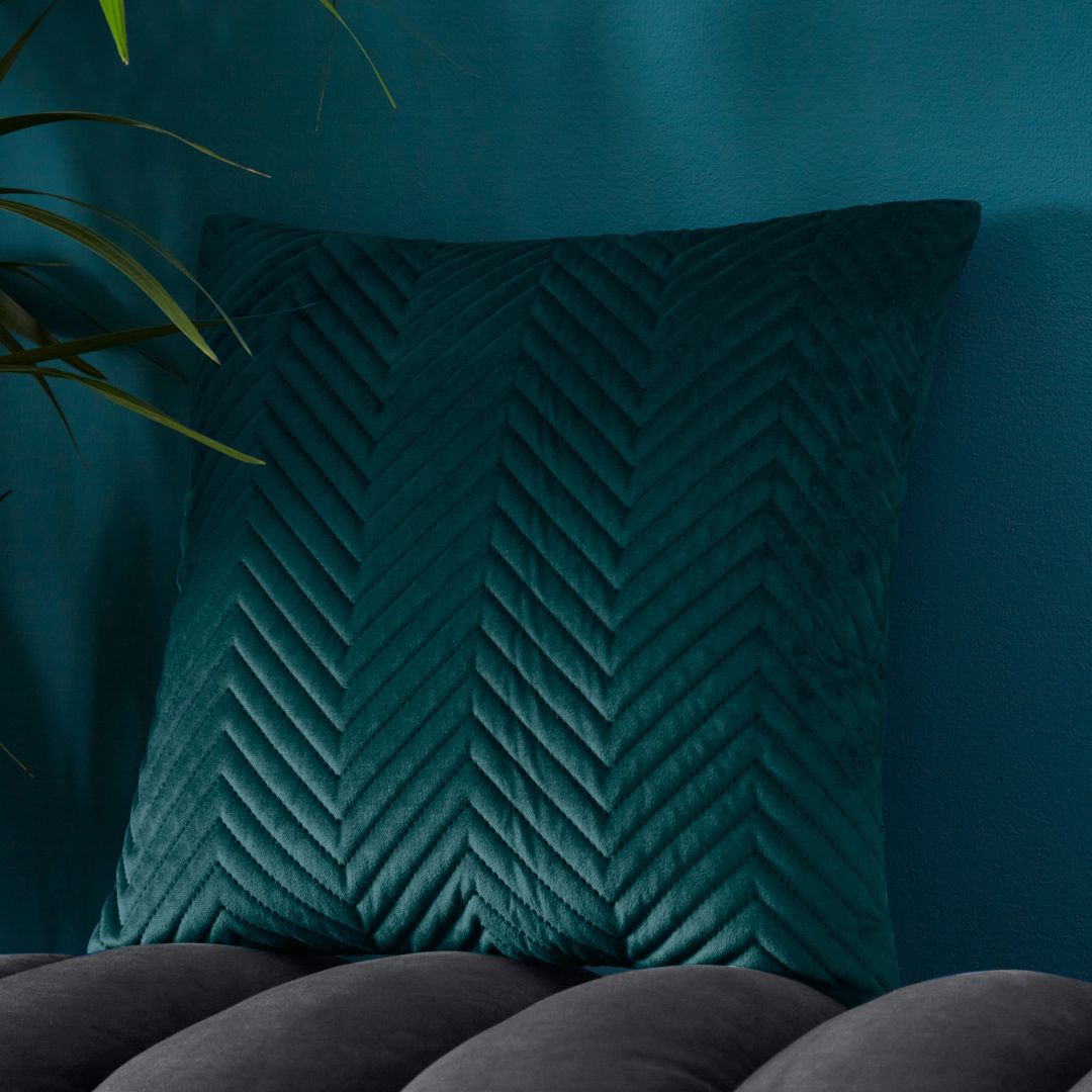 Pinsonic Velvet Teal Square Cushion 43 x 43cm - 43X43cm - Portfolio  | TJ Hughes