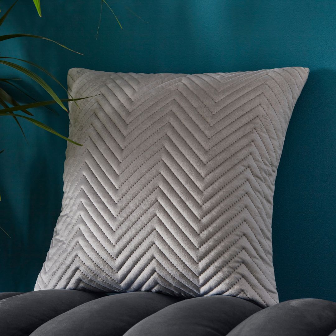 Pinsonic Velvet Grey Square Cushion 43 x 43cm - 43X43cm - Portfolio  | TJ Hughes