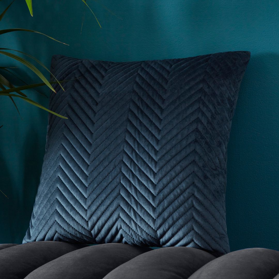 Pinsonic Velvet Navy Square Cushion 43 x 43cm - 43x43 - Portfolio  | TJ Hughes